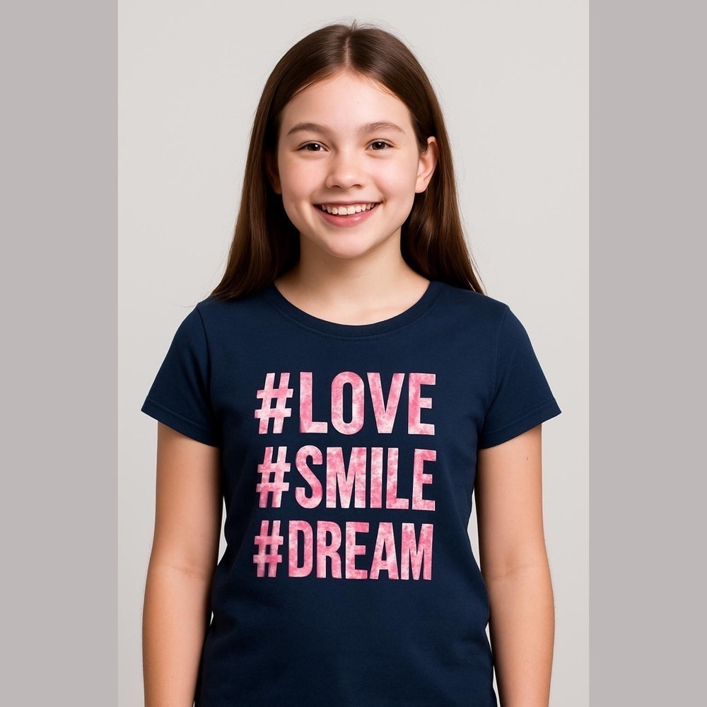 Childrens place size XLL 14 blue and pink graphic short sleeve T-shirt